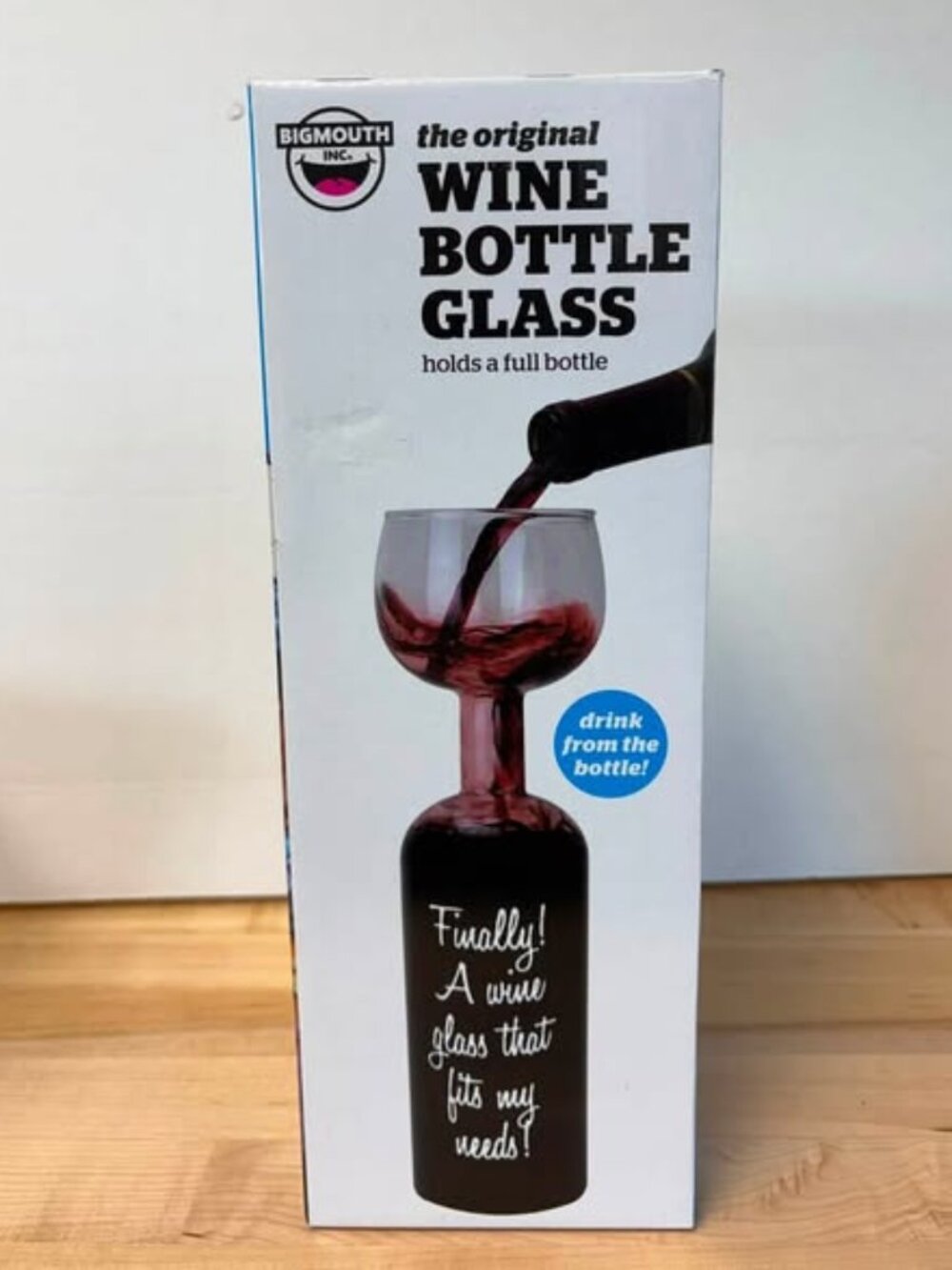 Big Mouth Original Wine Bottle Glass Holds Full Bottle 750 ml. BOXED / New